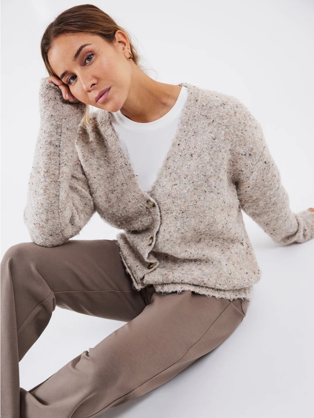 Fig Women’s Kanti Cardigan Womens Size Medium Oatmeal Wool Fall Cozy Cabincore